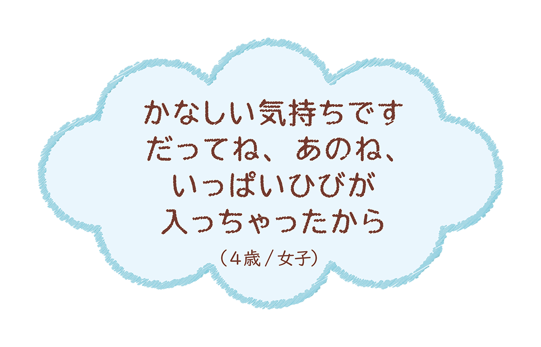 かなしい気持ちですだってね、あのね、いっぱいひびが入っちゃったから（4歳/女子）