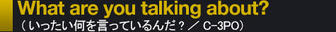 What are you talking about?(いったい何を言っているんだ?／C-3PO)