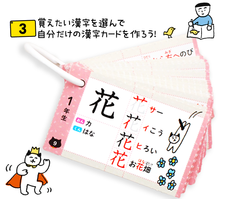 ３、覚えたい漢字を選んで 自分だけの漢字カードを作ろう！